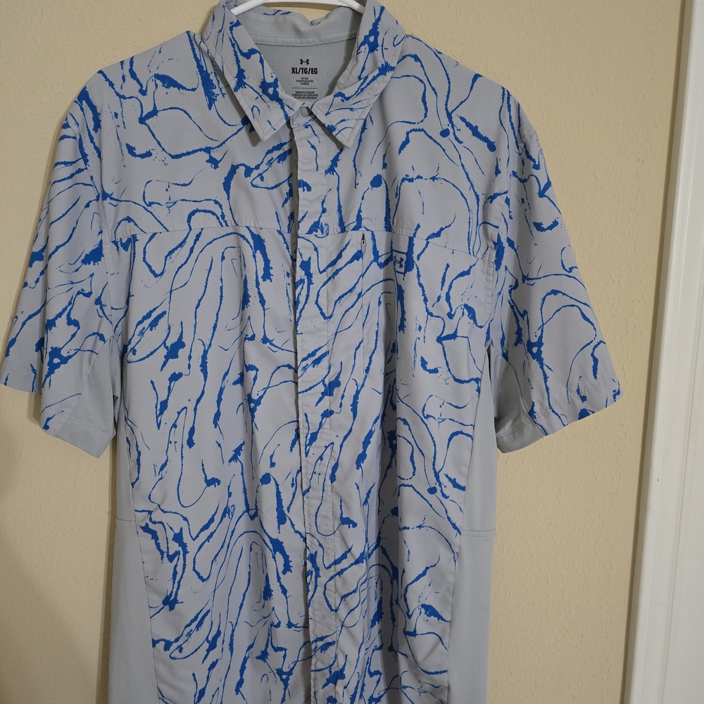 Under Armour Men's Blue and Gray Casual Shirt